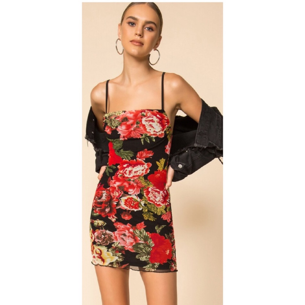 SUPERDOWN-  Marnie Mini Dress - Black Floral -small (BRAND NEW W/ TAGS)
